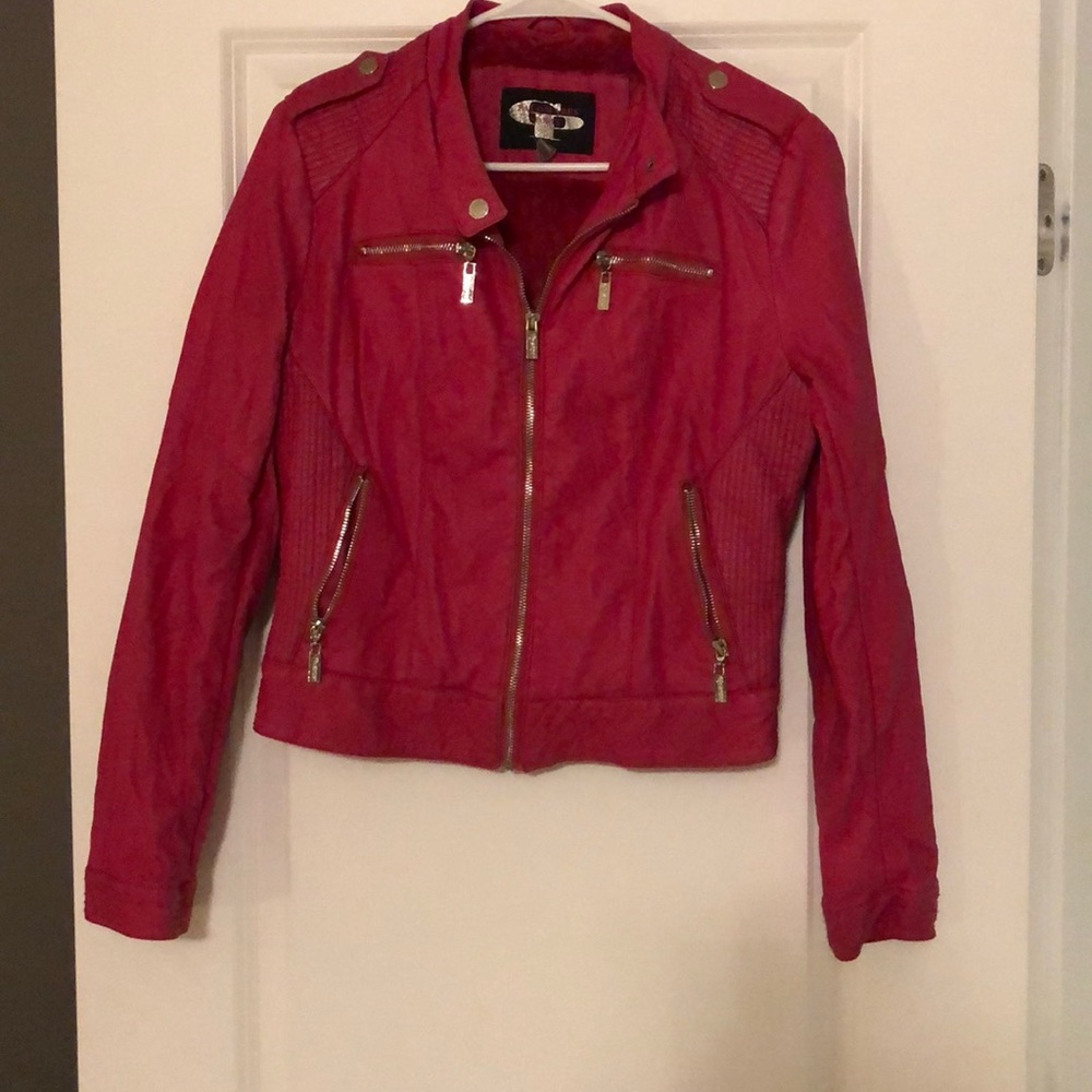 Faux Leather Jacket with Faux Fur Inside